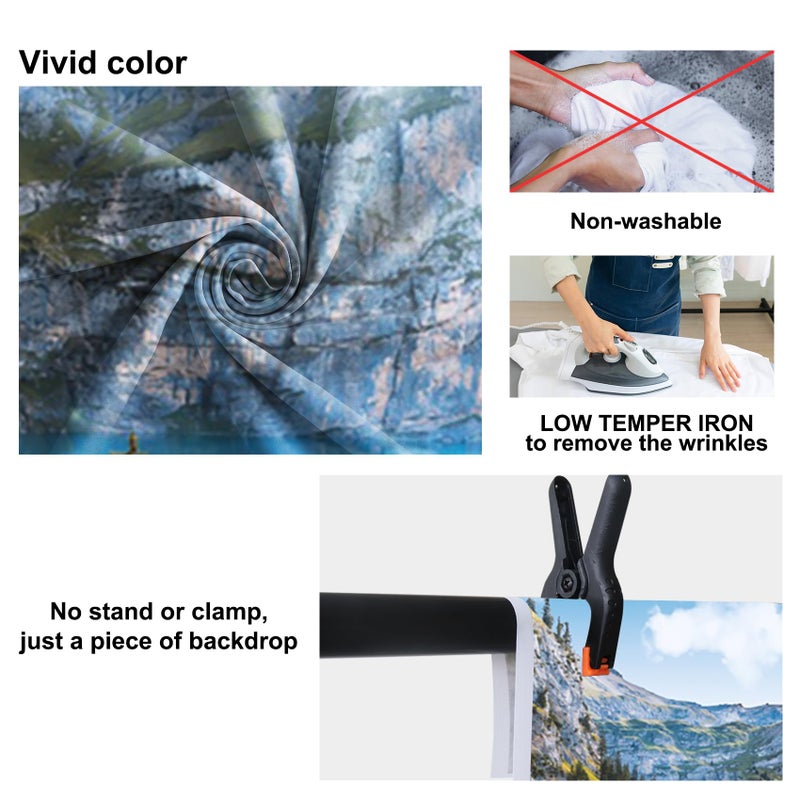 Baocicco 10x8ft Vinyl Mountain and Water Landscape Backdrops for Photography Background Famous Swiss Landscape Blue Sky White Clouds Outdoor Vacation Holiday Party Backdrop Children Adults Portraits - Image 5